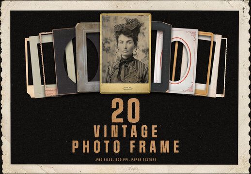 20 Isolated Old Paper Photo Frame with Retro Vintage Vibe