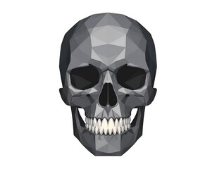 Obraz premium Geometric grayscale skull illustration against a white background, symmetrical, artistic, digital