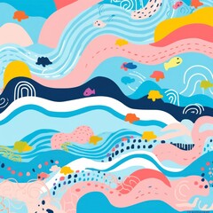 Naklejka premium Vibrant water pattern abstract graphics art.