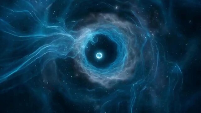 Mystical journey through space blue nebula sphere concept animation dynamic flight in deep universe abstract galactic cosmos exploration