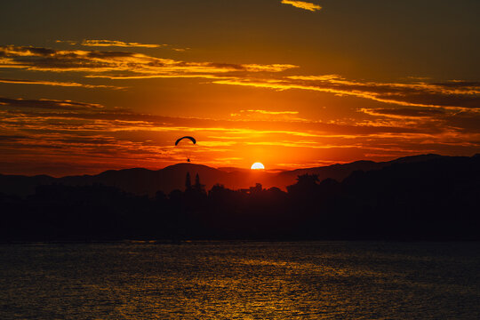 paraglider sunset