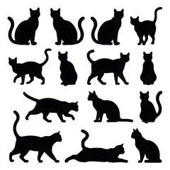 set of cats silhouettes