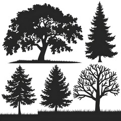 Fototapeta premium set of trees silhouettes