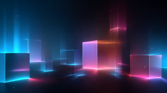 Digital fiber optics business concept illustration with a disco lights loop glow and motion for data communication at night.