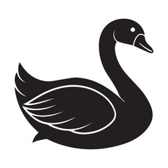 Mute swan cygnets silhouette vector icon