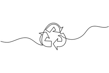 Recycle symbol continuous one line drawing minimalist eco friendly concept illustration