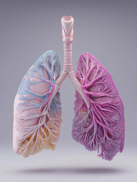 Asthma in the lungs, airway constriction visualization, 