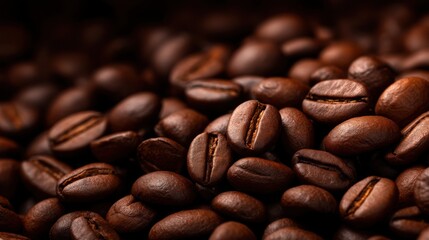 Obraz premium Close-up of Aromatic Roasted Coffee Beans