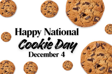Delicious cookies scattered for cookie day celebration, isolated, PNG
