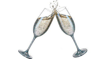 Two glitter champagne glasses toasting © Love AI