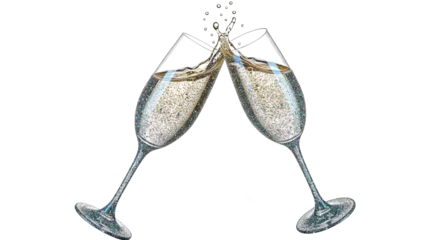 Two glitter champagne glasses toasting © Love AI