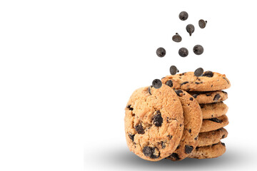 Chocolate chip cookies are fresh and ready, isolated, PNG