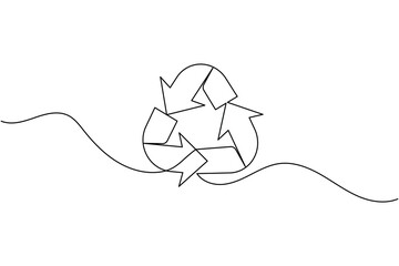 Recycle symbol continuous one line drawing minimalist eco friendly concept illustration