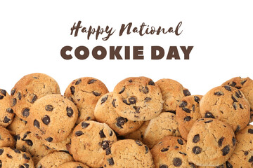 Piled high cookies for National Cookie Day, isolated, PNG