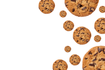 Chocolate chip cookies, space for text, isolated, PNG