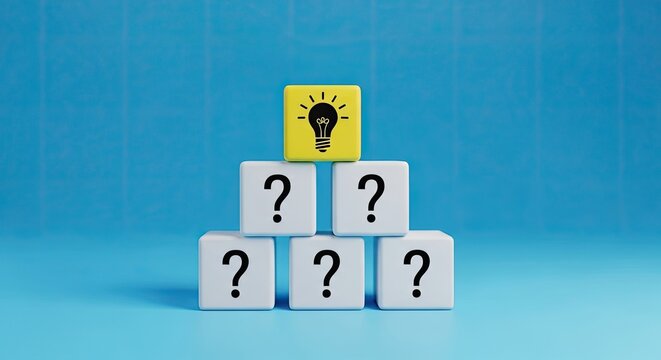 Idea, solution and problem-solving concept with question marks - Powered by Adobe