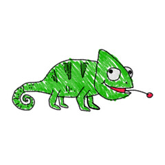 chameleon cartoon waving hand