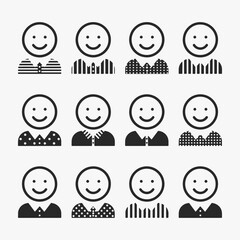 A collection of cartoon faces with different hairstyles and facial features.