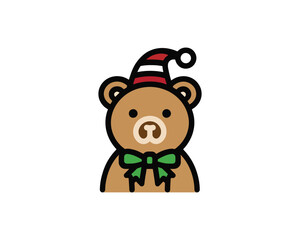 Festive bear cartoon with hat