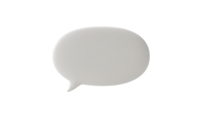 White 3D Speech Bubble Icon Isolated on Transparent Background | Chat Message Symbol