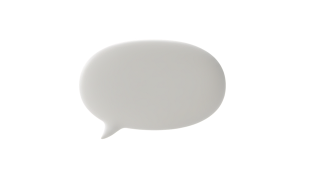 White 3D Speech Bubble Icon Isolated on Transparent Background | Chat Message Symbol