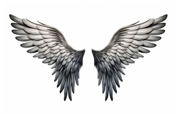 Fototapeta premium Flying bird wing white background.