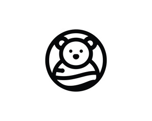 Striped bear cartoon inside a circle