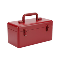Shiny Red Metal Toolbox With Silver Latches And A Sturdy Handle Isolated On A Transparent Background Displaying Clean Lines And A Reflective Surface