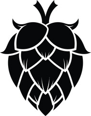 Hop cone silhouette for craft beer and brewery design in bold vector style