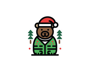 Christmas bear in holiday apparel
