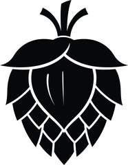 Hop cone silhouette for brewery and beer design in bold vector style