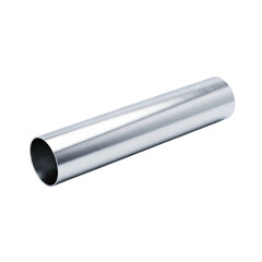 Shiny Silver Metal Tube Cylinder Isolated on White Seamless Background with Subtle Reflections Studio Shot