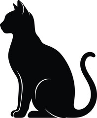 Sitting Cat Silhouette Vector Illustration