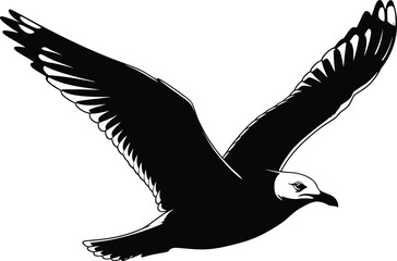 Flying Seagull Silhouette Vector Illustration