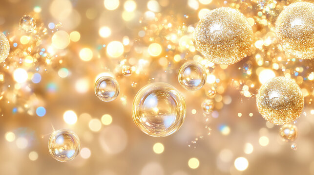 Abstract background with gold bubbles