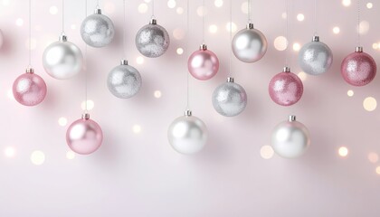 Decorative christmas ornaments hanging festive atmosphere digital artwork soft background close-up viewpoint celebratory concept for holiday decor inspiration
