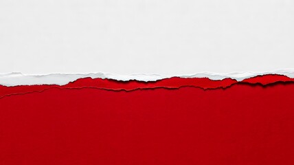 Torn red and white paper creating simple textured abstract background
