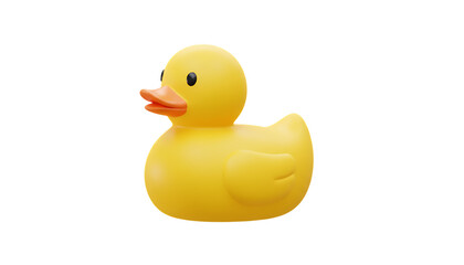 Cute 3D Rubber Duck Isolated on White | Yellow Bath Toy Render