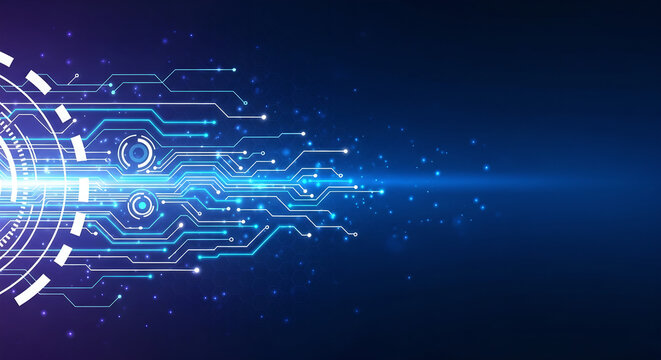 Digital Technology Circuit Board Blue Background Graphic Copy Space