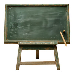 Classic green chalkboard with wooden frame and chalk