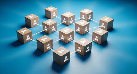 Business Network People Connection Blue Background Copy Space