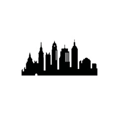 Naklejka premium City skyline silhouette modern architecture depicted in black and white