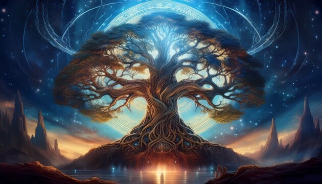 ancient and majestic depiction of yggdrasil the norse world tree mythology roots creation nordic