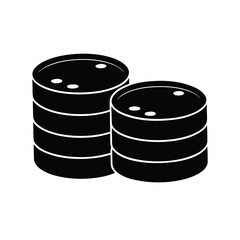 Stacked oil drums illustration in black and white