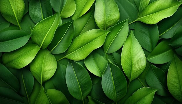 Fototapeta fresh green leaves with vibrant background for nature themes