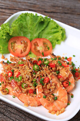 Roasted Shrimps with Chili and Salt. Food photography for use in menus