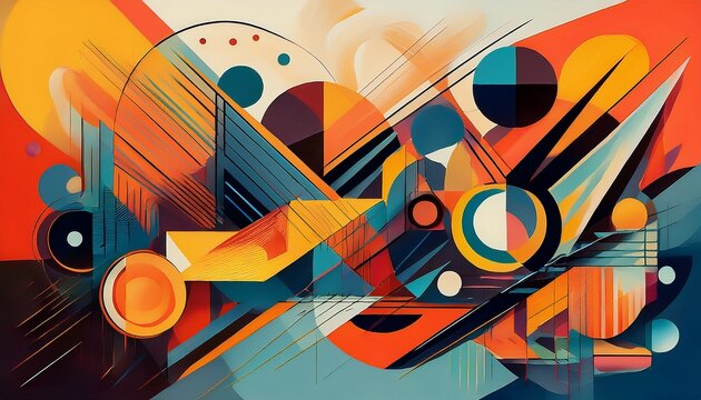 colorful abstract composition of geometric shapes and forms