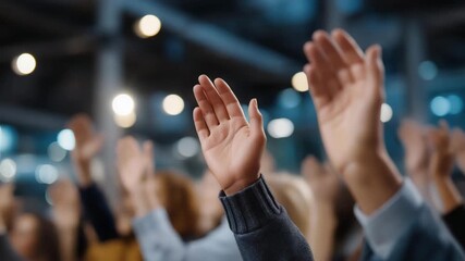 Hands raising dynamically in a modern art gallery auction, motion blur capturing intensity and competition — symbolizing luxury culture, art investment dynamics, and emotional tension of real-world