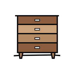A shows a fourdrawer brown chest isolated on a white background