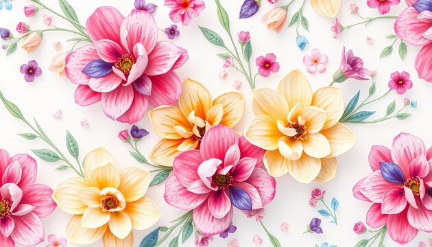 Delicate pastel watercolor floral pattern on soft background, design, wallpaper